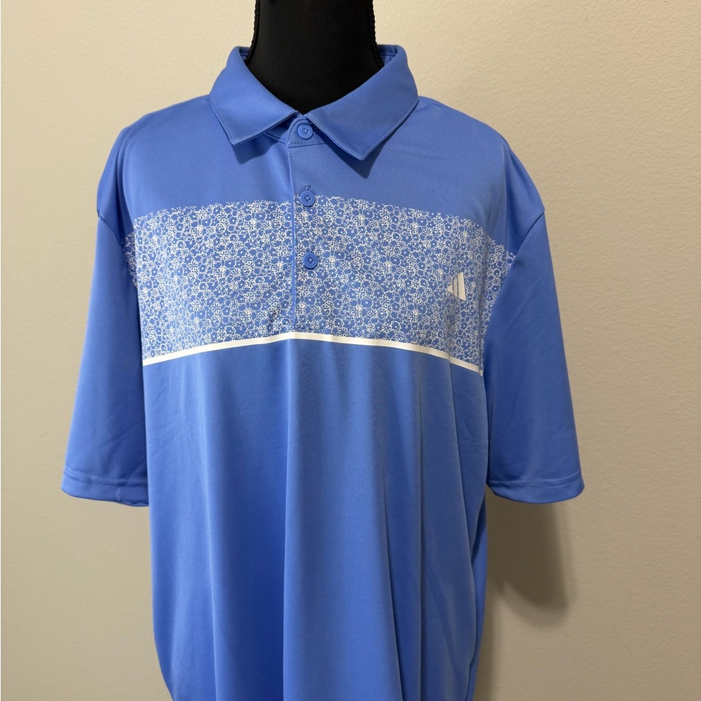NWT Adidas Blue Floral Men's Polo Shirt M3